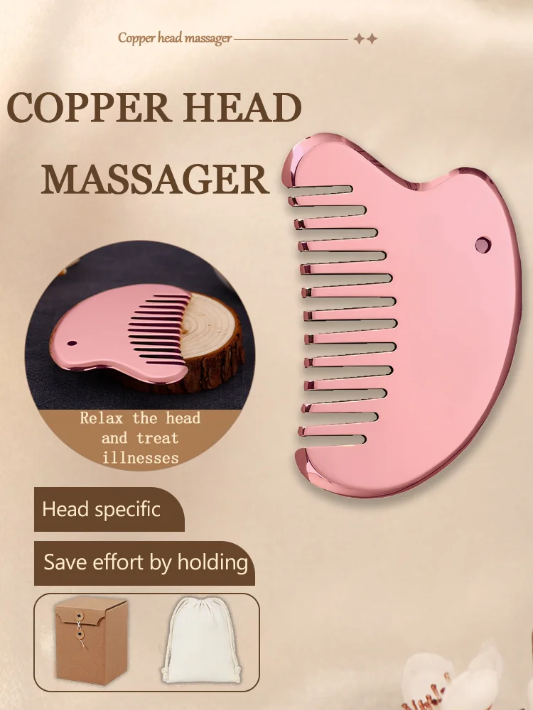 Free custom logo guasha comb household head therapy meridians massage comb breast scraping special metal Massager for head