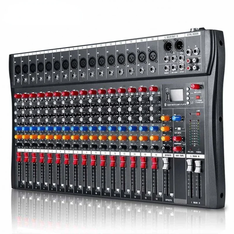 

hot sale 6/8/12/16 Channels Professional Audio Mixer USB DJ Sound Mixing Console 48V Phantom Powers Monitor Amplifier mixer