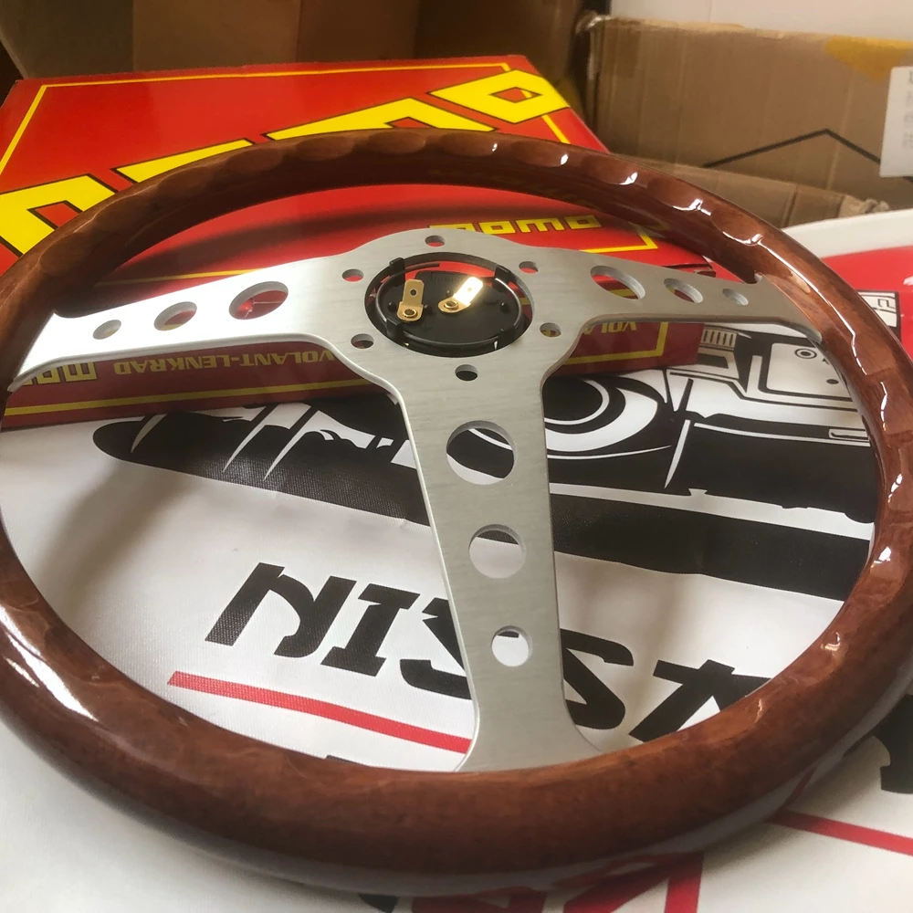 Racing 14Inch Classic MOMO Indy Heritage Steering Wheel JDM Rally Drift ABS Wood MOMO Steering Wheel Volantes For VW BMW Toyota