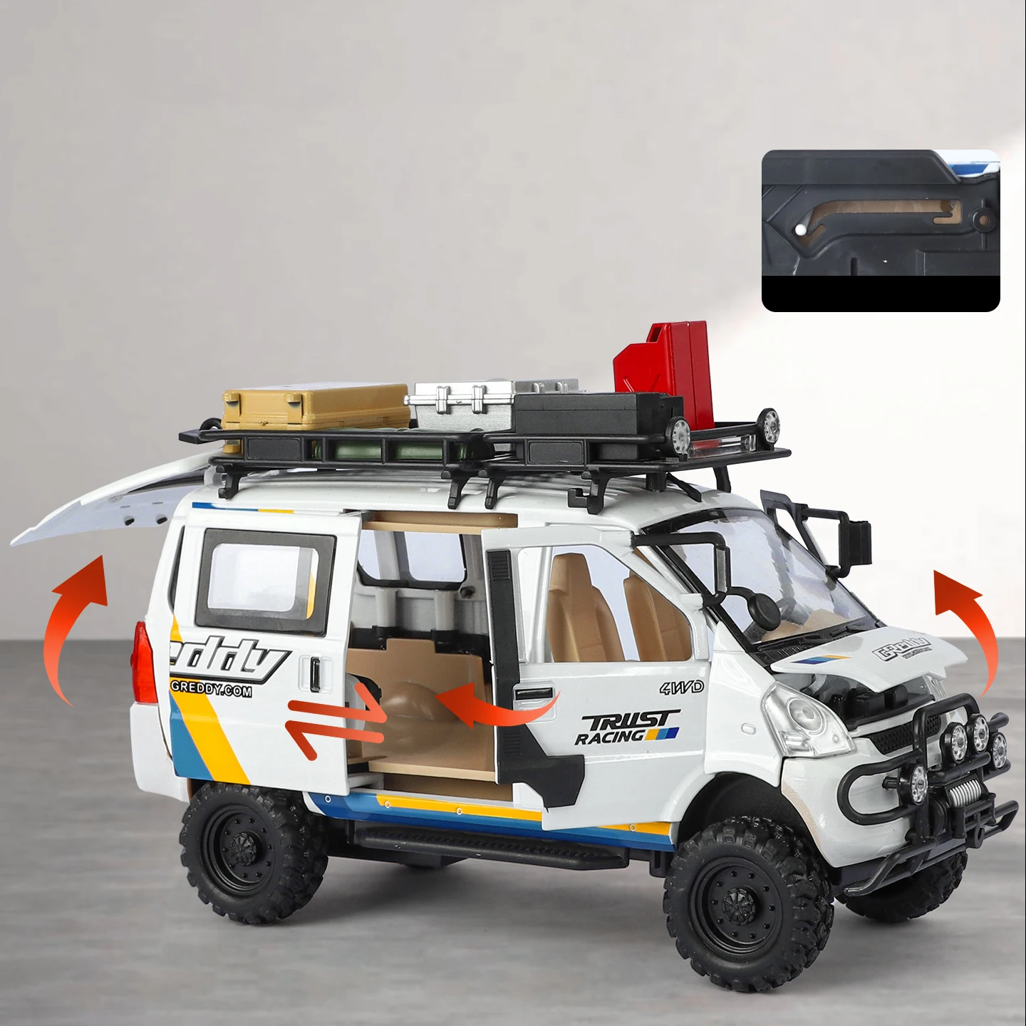 Gulf 1:24 Glory TRUST GREDDY 4wd Off Road Van Alloy Car Diecasts Toy Vehicles Car Model Miniature Model Car Boys