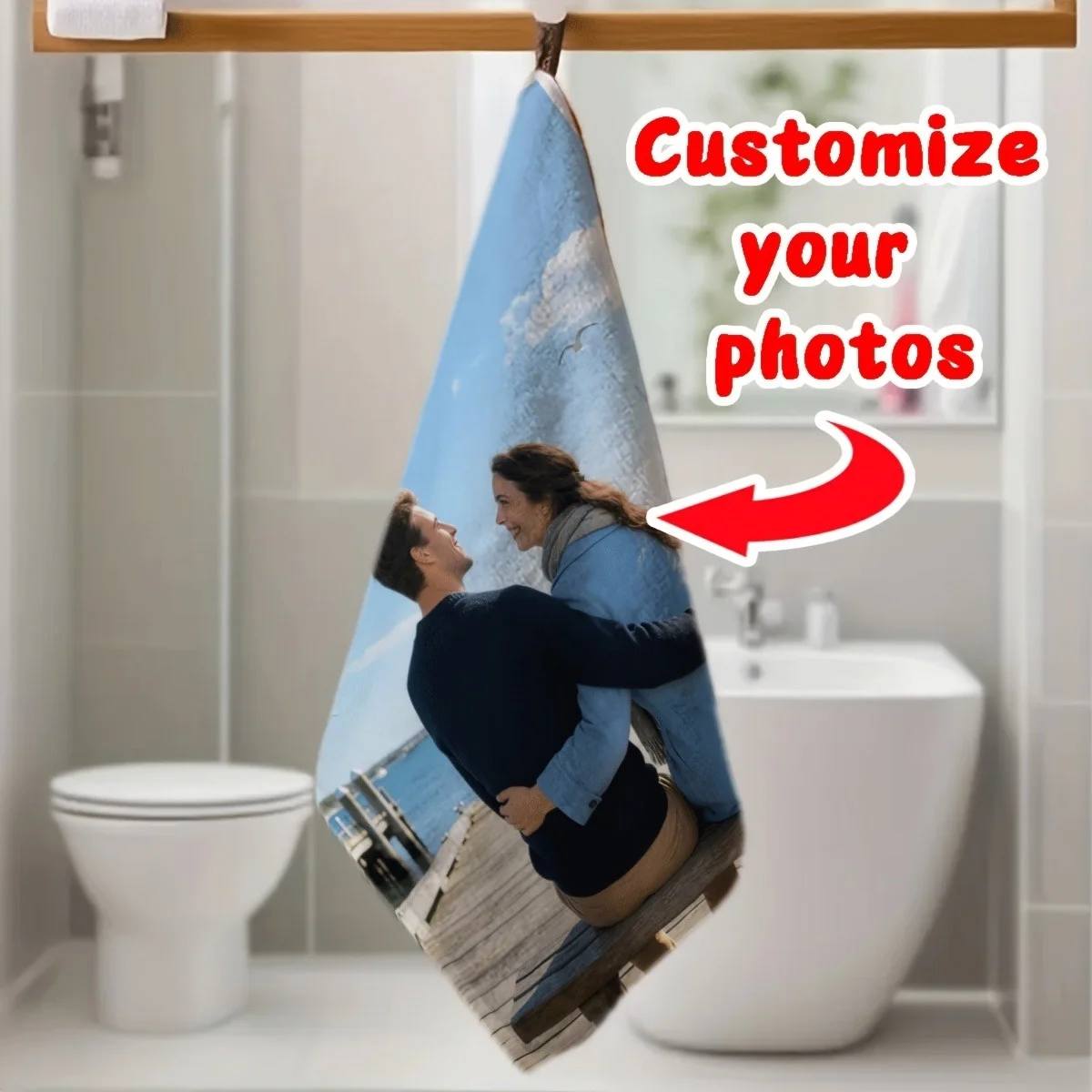Personalized custom photo towels—upload your own images to feature photos of couples or family members. These make for an ideal