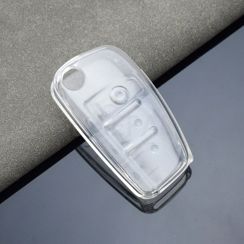 Transparent Car Remote Control Key Case Cover Holder Shell for Audi A3 8P 8V 8L S3 RS3 Custom LOGO Protected Keychain Bag