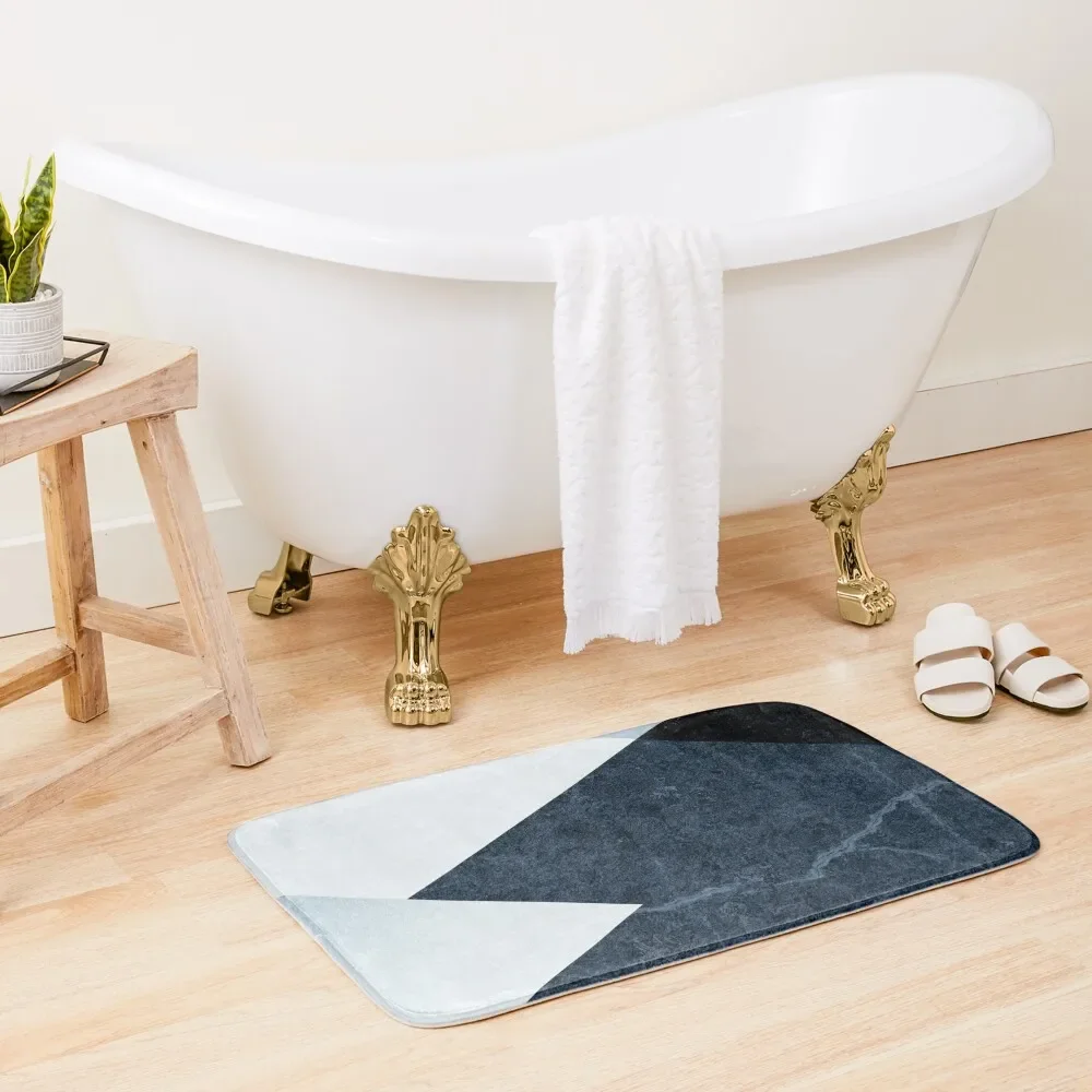 

Geometrics II - blue marble & silver Bath Mat Baths Bathroom Bath Room Acessories Toilet Floor Non-Slip Bathtub Mat