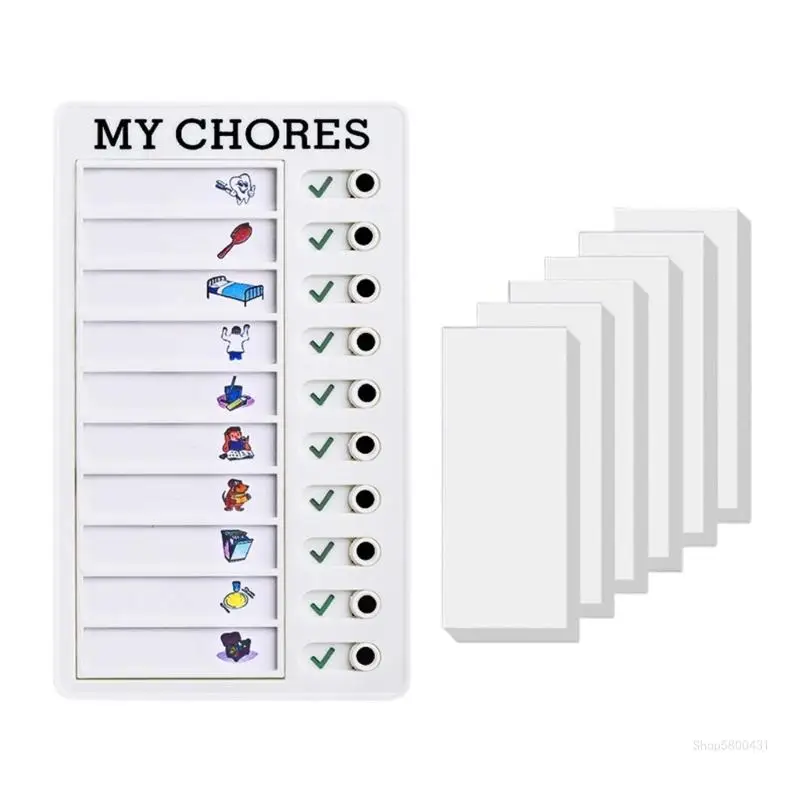 Chore Chart for Kids, Portable Chore Chart Checklist Schedule Board with 60 Cardstock for Routine Schedule Planning