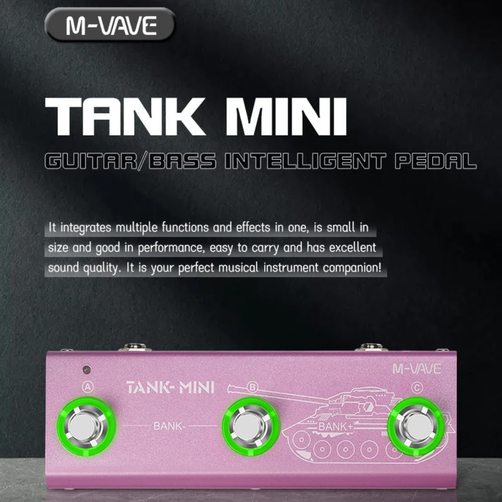M-VAVE Tank Mini Multic Effects Guitar Bass Pedal Support IR and OTG Recording Built-in Cab/Amp/Mod/FX/ Reverb Effects Delay