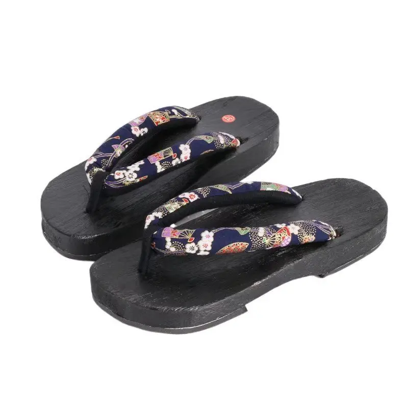 和風忍者下駄下駄サムライサンダル木製スリッパ男性女性コスプレ靴夏フラットフリップフロップ