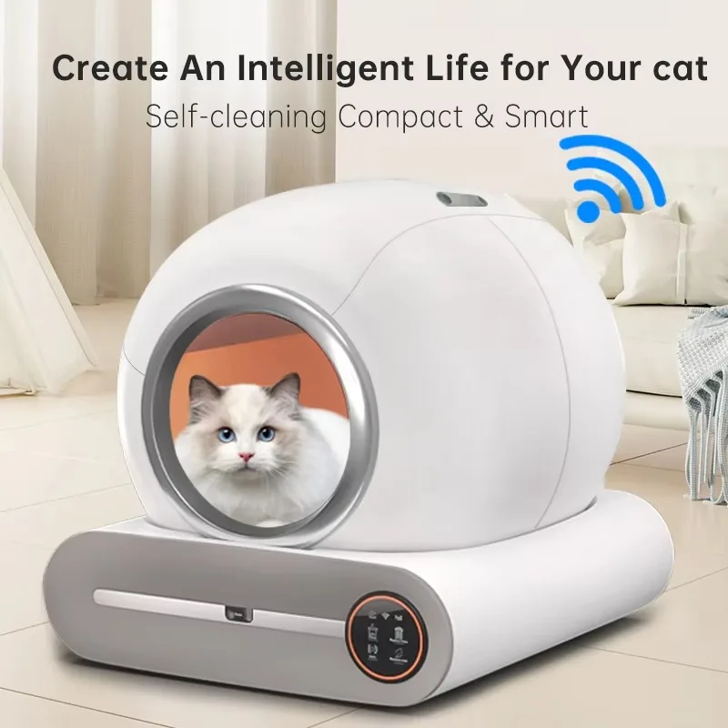 

【Best-selling】 9L Modern Intelligent Automatic Toilet 8KG Self-Cleaning Extra Large Box Cats 2.4GHz WIFI Mobile Application Cont