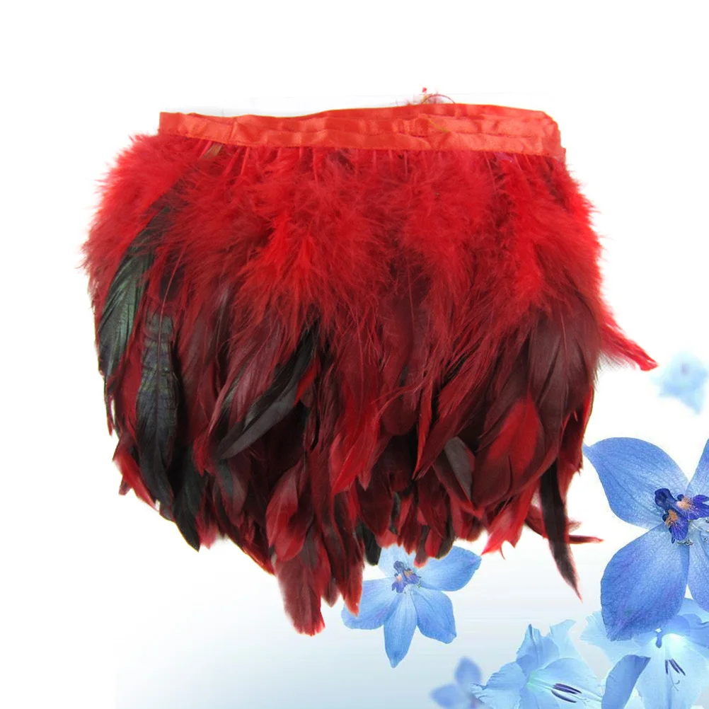 

5M Red Natural Fringe Trim Diy Craft Decorative Tail For Hat Dress Shoe Headwear Decoration Dyed Trims
