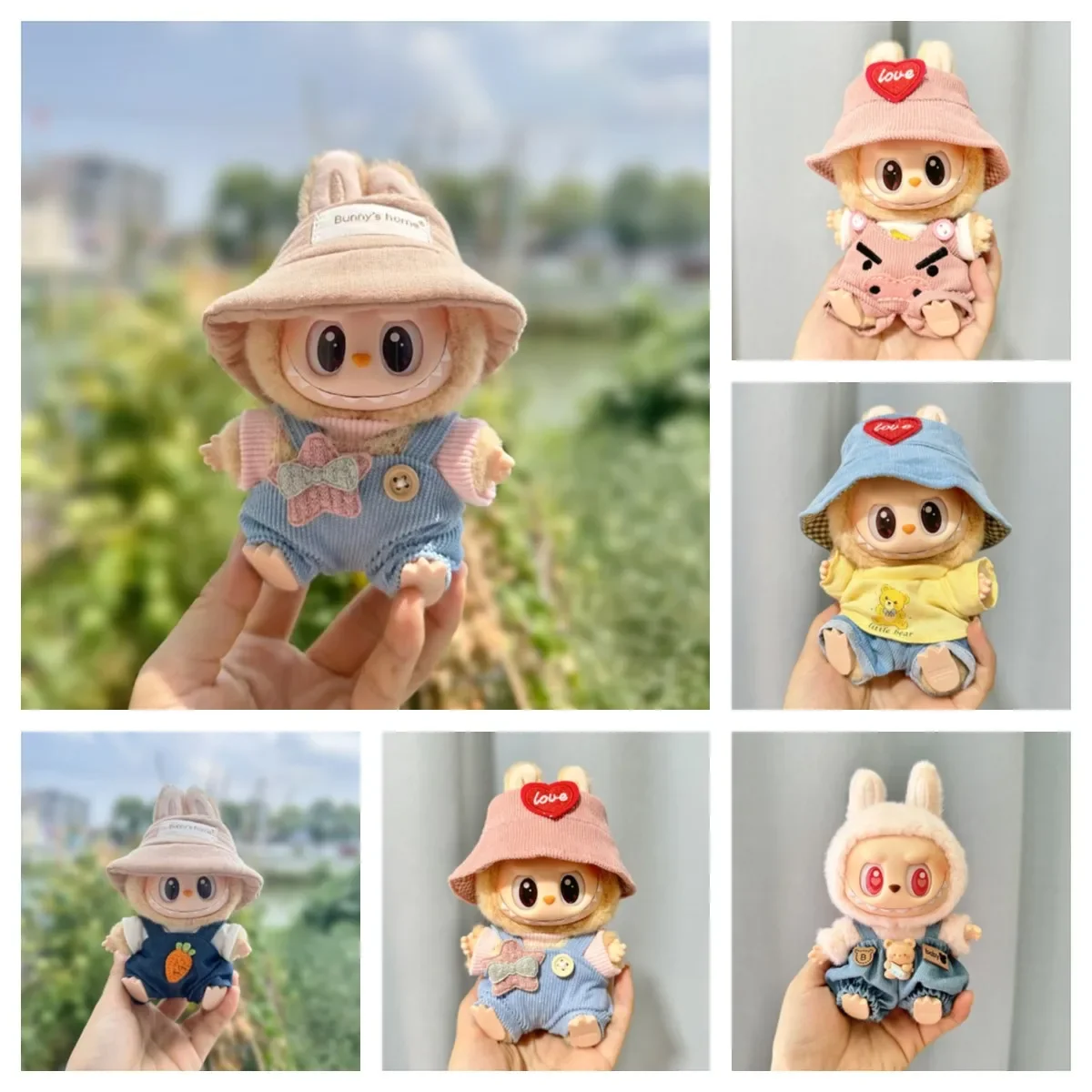 17cm Mini Plush Doll'S Clothes Outfit Accessories For Korea Kpop Exo Labubu I II Idol Dolls sit party overalls Clothing Gift