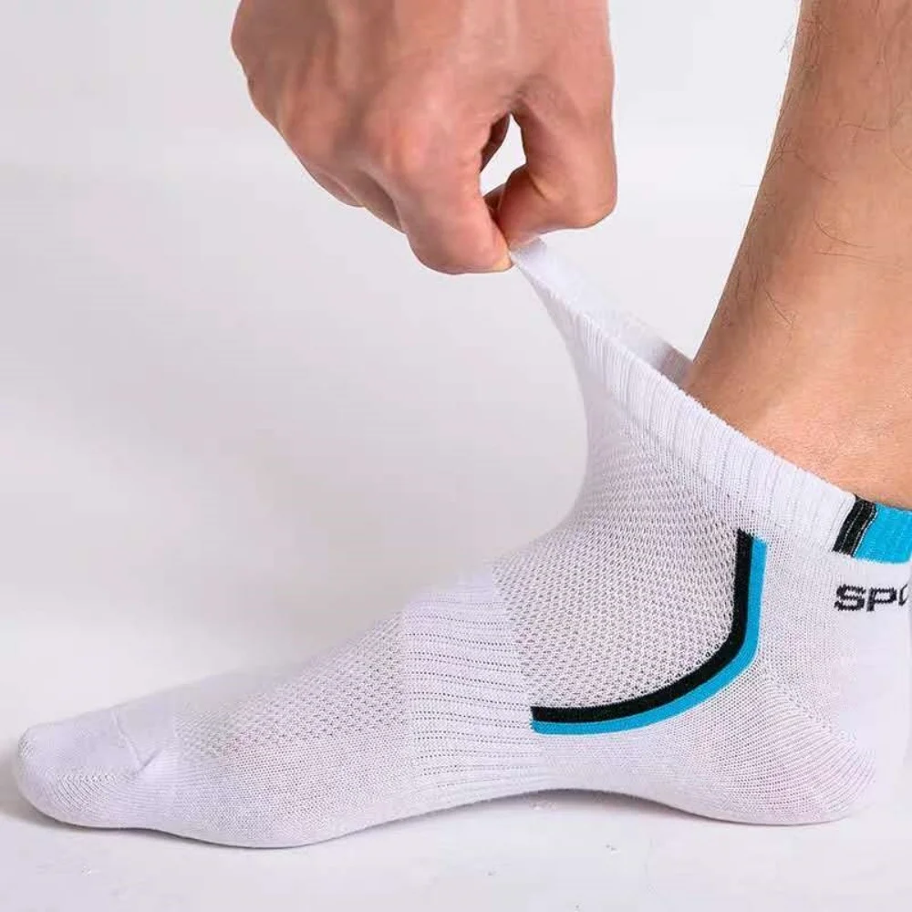 5 paia di calzini sportivi alla moda da uomo, calzini comodi e traspiranti con assorbimento del sudore in cotone a righe