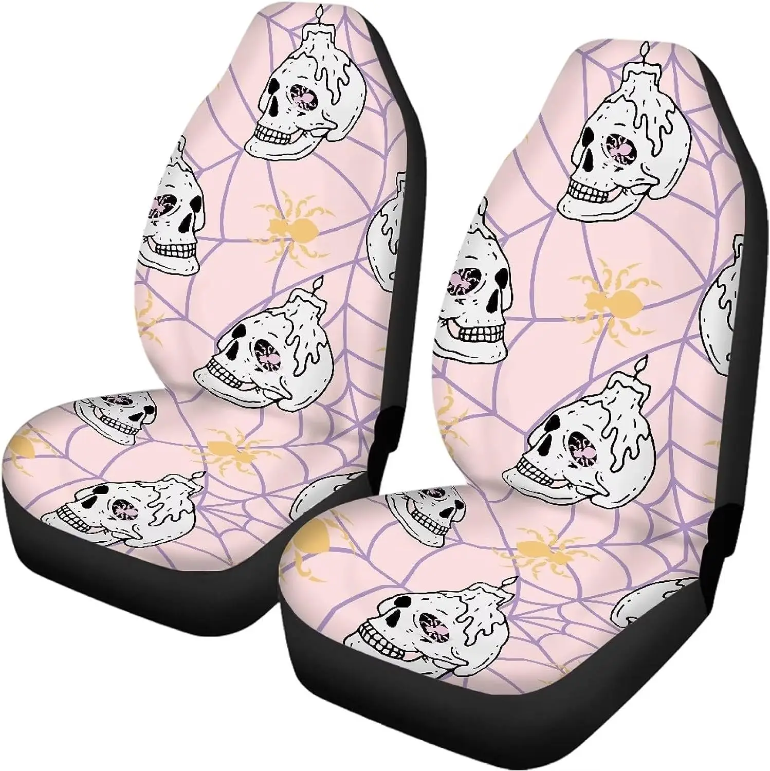 Automotive Car Seat Protector Halloween Skull Candle Spider Print Car Seat Cover for Suv Truck Car Seat Cover Car Cushion