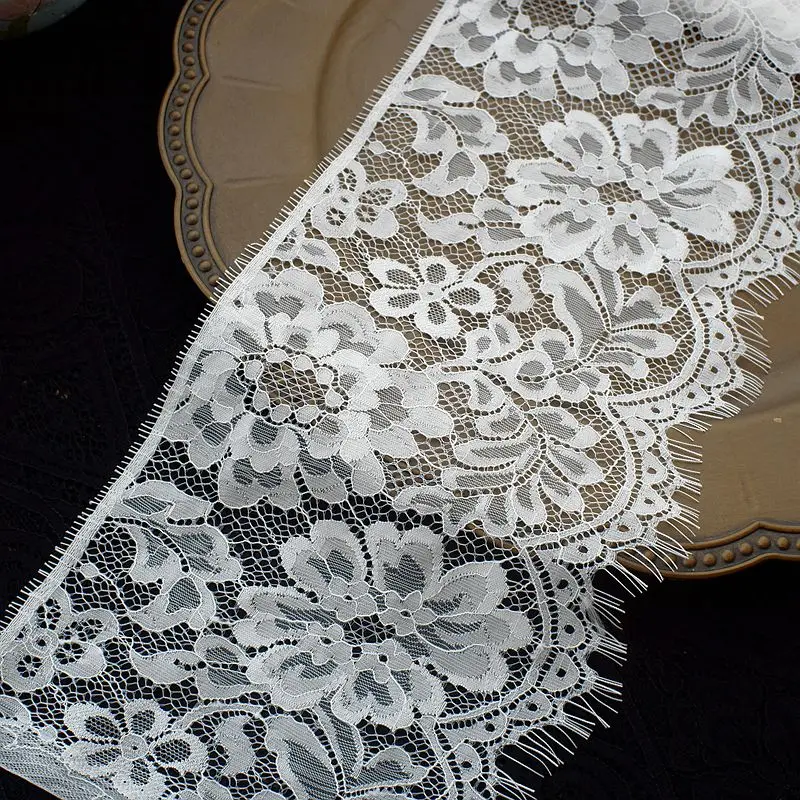 3meters long black and white mesh lace DIY skirt sleeves stitching decorative accessories beard fringe eyelashes fabric