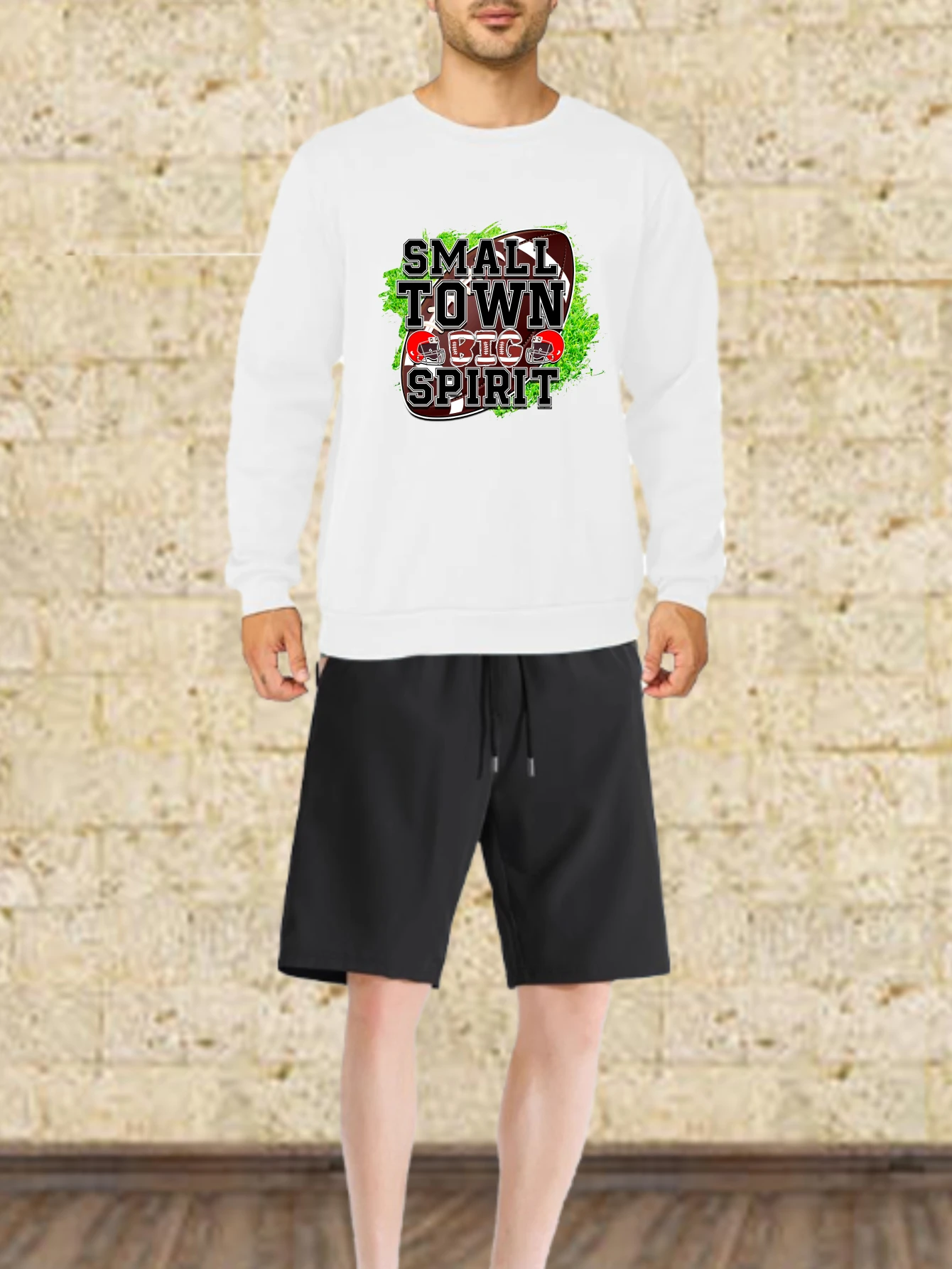 مجموعات الرجال الخريف التجفيف السريع مدينة صغيرة الروح المطبوعة الجرافيك تي شيرت دعوى الرجال دعوى مجموعة 2 قطعة مجموعة طويلة الأكمام المحملة + #1