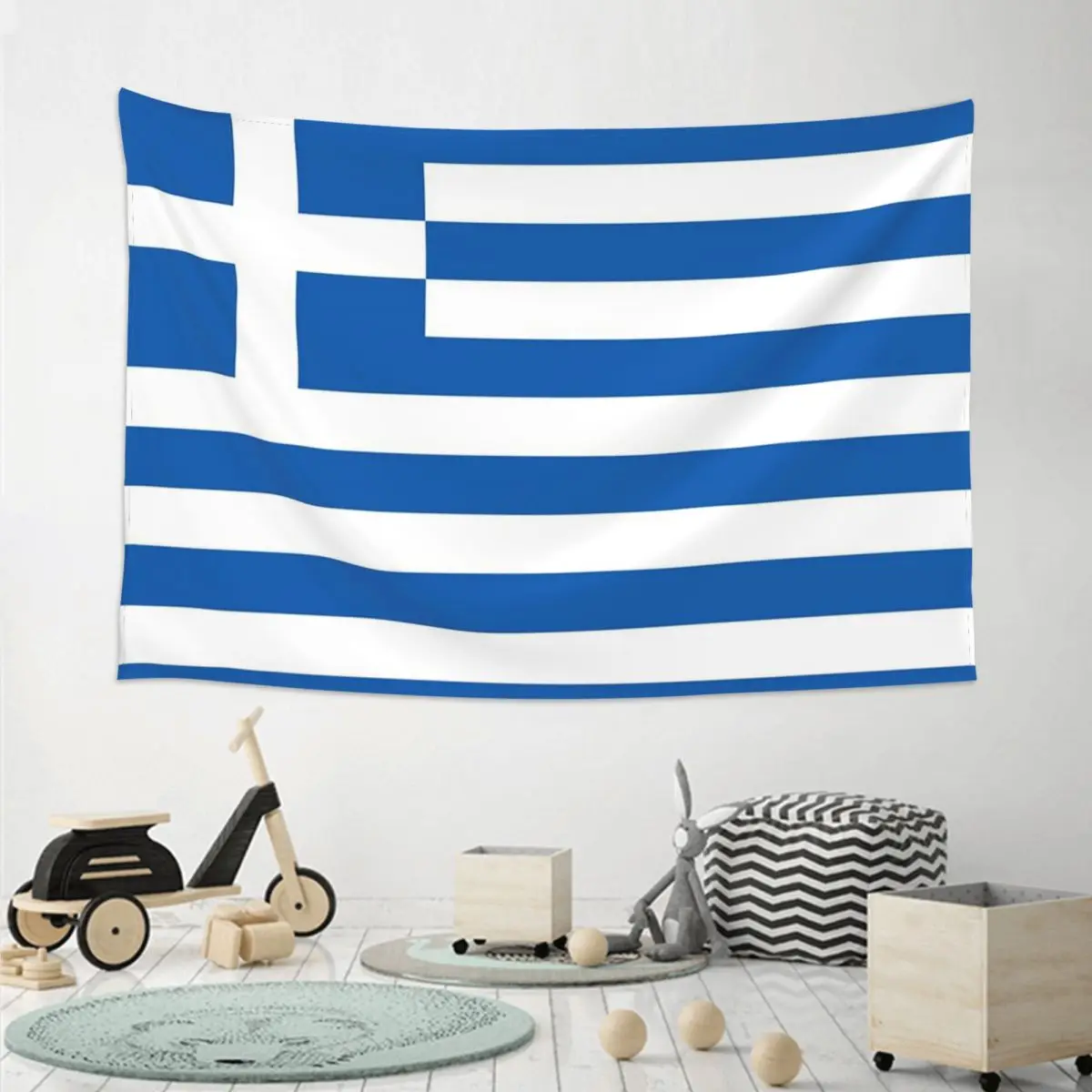 Flag Of Greece Tapestry Hippie Wall Hanging Aesthetic Home Decor Tapestries for Living Room Bedroom Dorm Room
