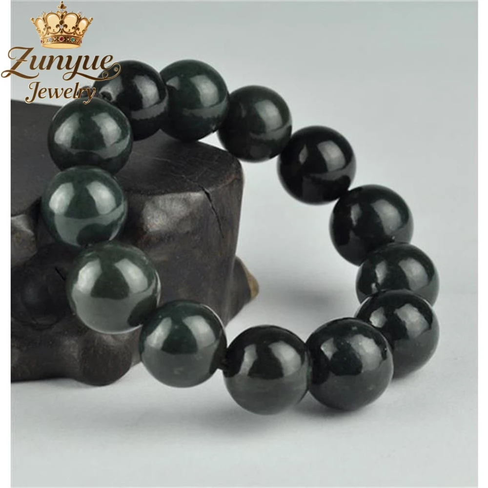 

Natural Heitan Green Jade Buddhist Bead String Amulets Bracelet National Style Simple Fashion Jewelry Best Selling Holiday Gifts
