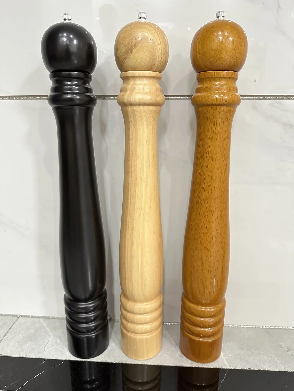 Large Pepper Grinder Huge Pepper 20 inch Oak 51cm Tall Giant Wood Salt and Pepper Mill for Chef Stainless Steel Core Manual