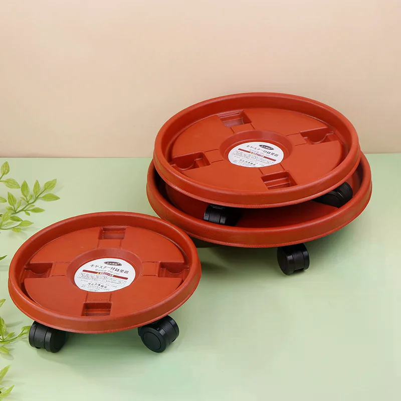 Universal Flower Pot Wheels Round Plastic Tray Heavy Duty Flower Pot Base Rack Movable Rolling Potted Plant Stand With Rollers