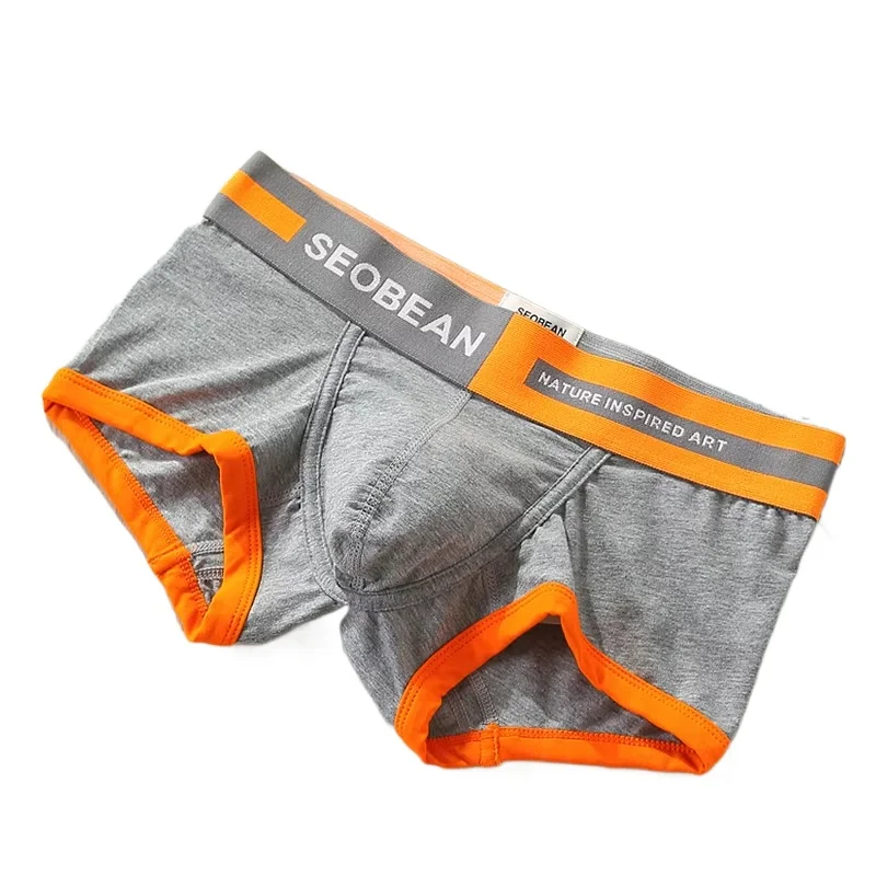 Cotton Bulge Boxy Underwear for Men U Convex Pouch Contrasting Color Trunks Youth Comfort Breathable Sports Panties Boxer Briefs
