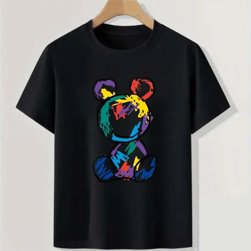 Image of Graffiti Bär Teenager Bunte Tops Kleidung Sommer Jungen Casual Cool Streetwear Rundhals Kurzarm Kinder T-shirt
