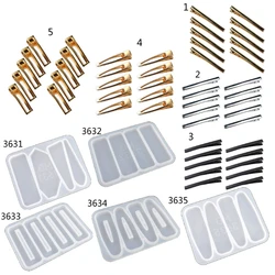 Glossy Silicone Resin Molds Leaves Various Shapes Hairpin Mold Pendant Jewelry Epoxy Resin Crafting Mold Y08E