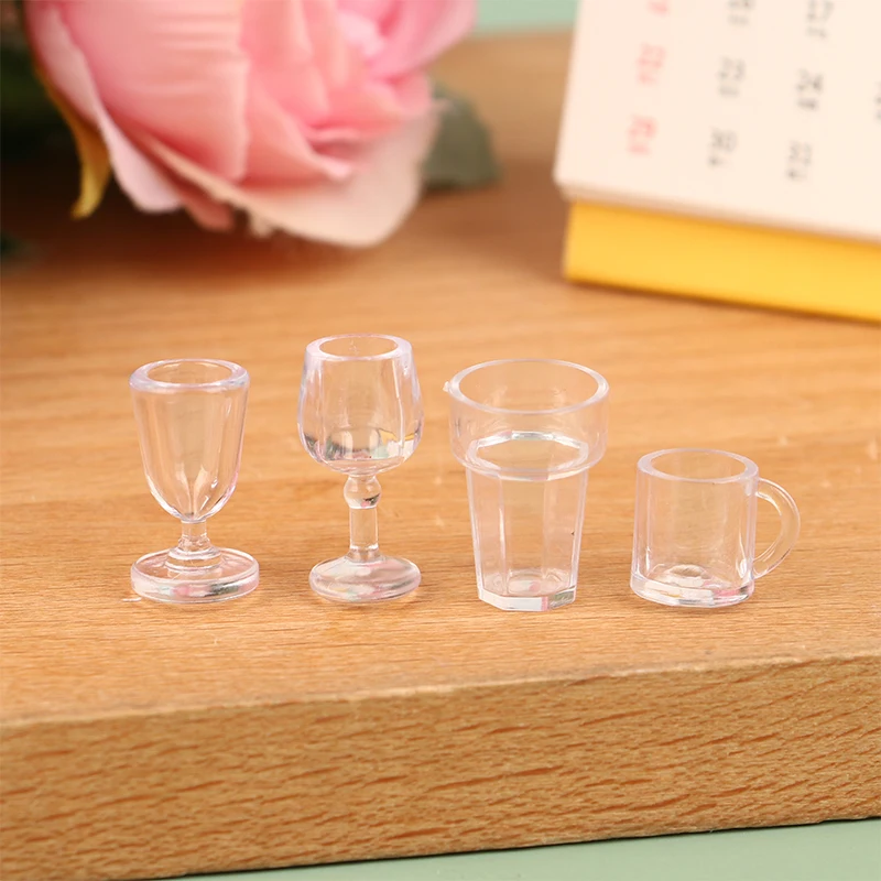 10Pcs 1:12 Dollhouse Simulation Mini Red Wine Cup Goblet For Dollhouse Kitchen Bar Miniature Accessories 12 Sizes