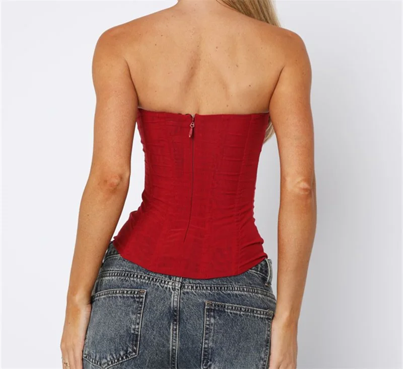 المرأة Y2K مثير سليم سترة الفرنسية شارع العليا أنيقة عارية الذراعين تانك القمم الصيف خمر مشد EGirl بلون حمالة صديرية دائرية