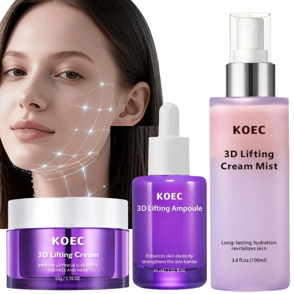 Esencia en Ampolla Reafirmante 3D con Péptidos de Colágeno Coreano, Crema Reparadora y Fortalecedora de la Barrera Facial, Bruma Hidratante de Larga Duración, Cuidado de la Piel