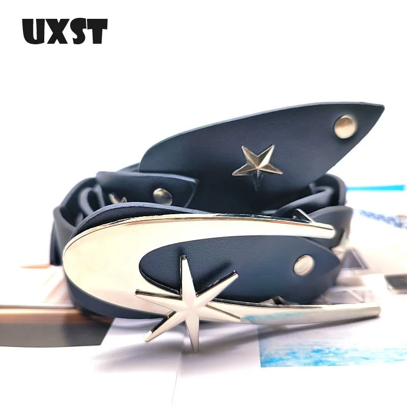 UXST Millennium Spice Girl Retro Circular Rivets Punk Style Belt Flying Patchwork Design Belt Summer 2025 New Belt