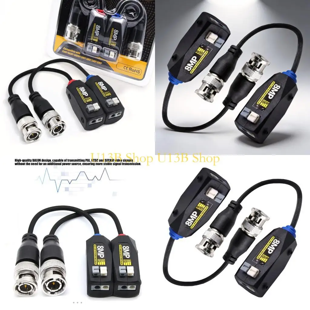 U13B Surveillances Video Transmission Adapter Pair for CCTV Security Camera Wiring