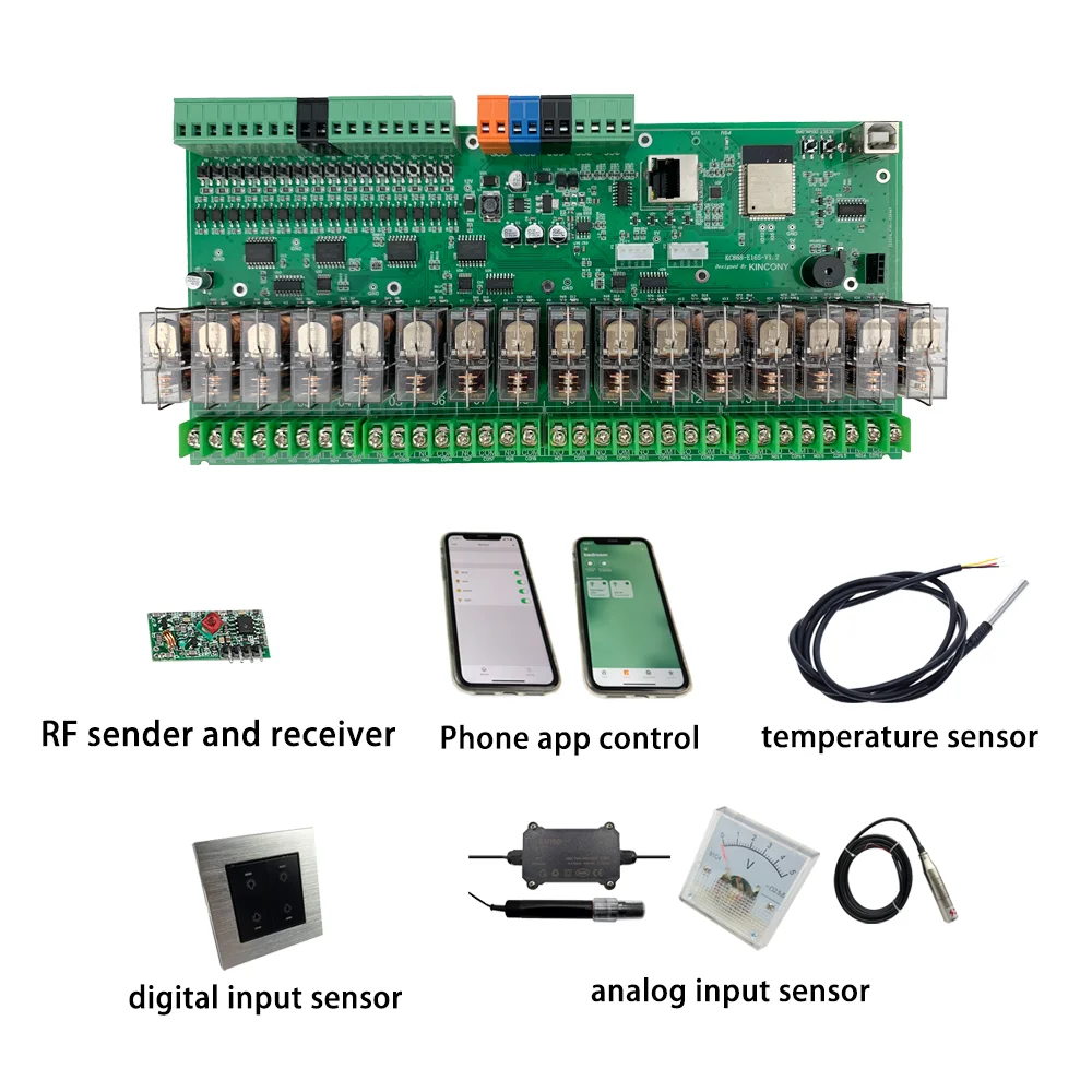 Imagem -03 - Din Rail Relé Módulo Board Esphome Assistant Tasmota Estender por Iic Bus Rj45 Wi-fi Arduino Projeto Iot Kc868-e16s 16a Esp32