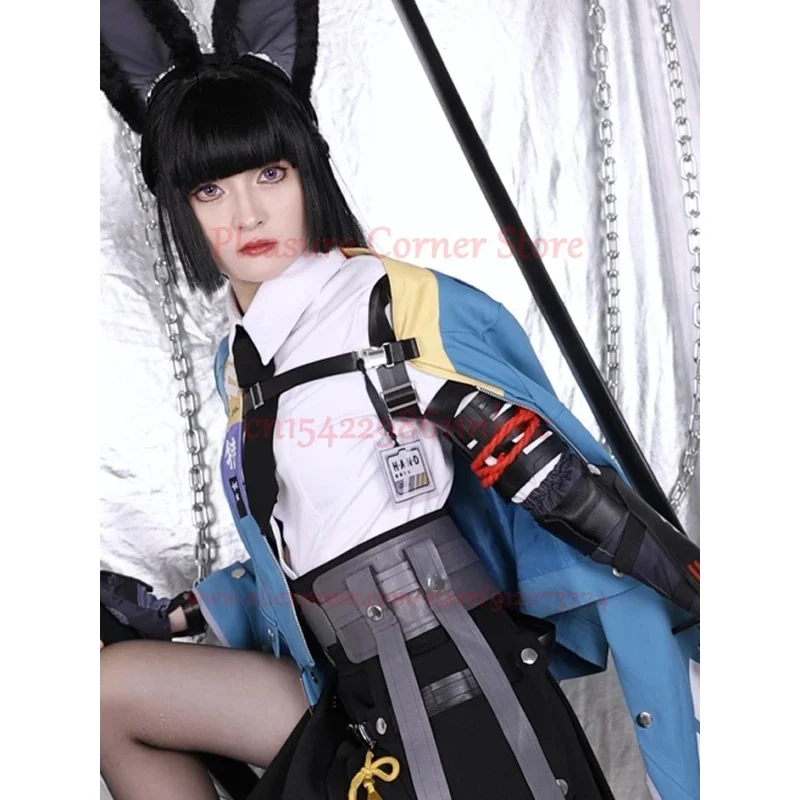زي أنيمي تأثيري مع شعر مستعار وأحذية الدعامة ، Hyuga Hindi Miyabi ، بدلة ملء كاملة ، في المخزن ، Zenless Zone Zero ، XS إلى 3XL