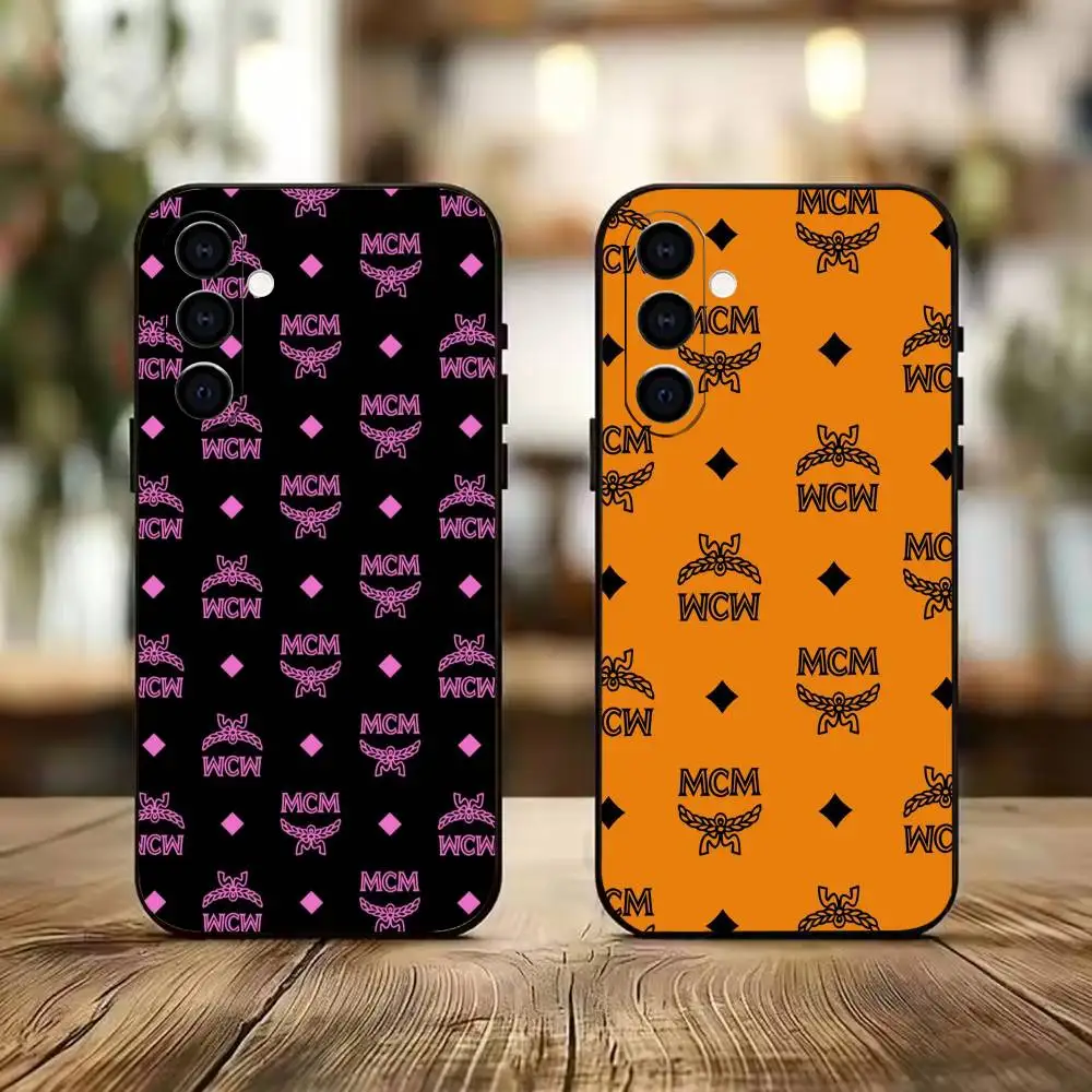 fashion Luxury brand M-mcmess Phone Case For Samsung A73 20,21s,22,31,32,52,53,72 Soft Black Shell