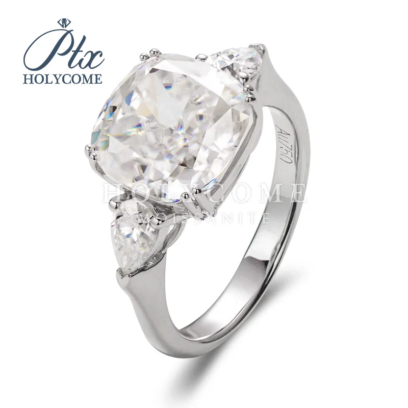 

2022 5*7mm D Color ICE Crushed Hybird Cut Cushion SIDE TRILION SILVER PLATED 18k White Gold Moissanite Wedding Ring Reddit