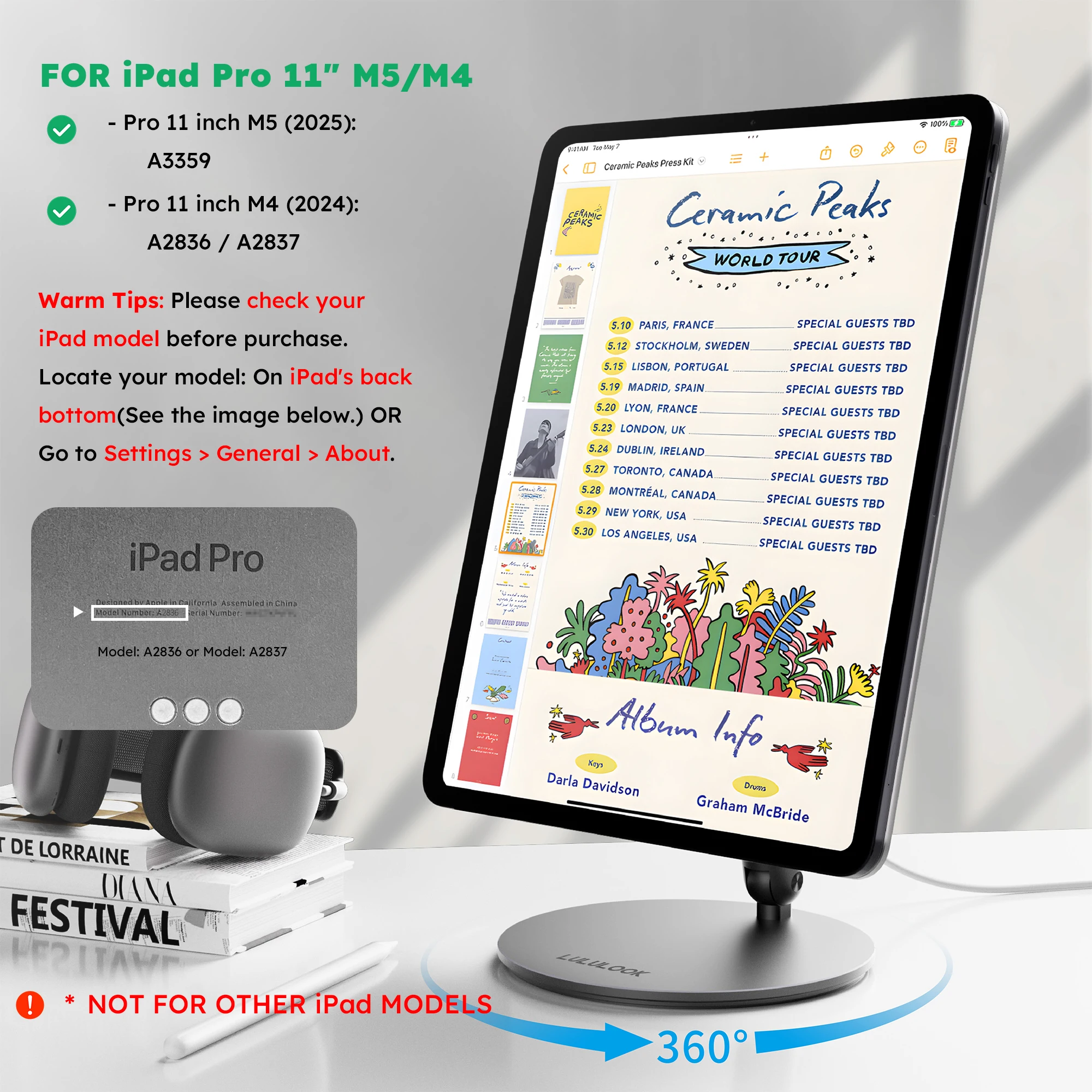Lululook suporte de carregamento magnético sem fio para ipad pro