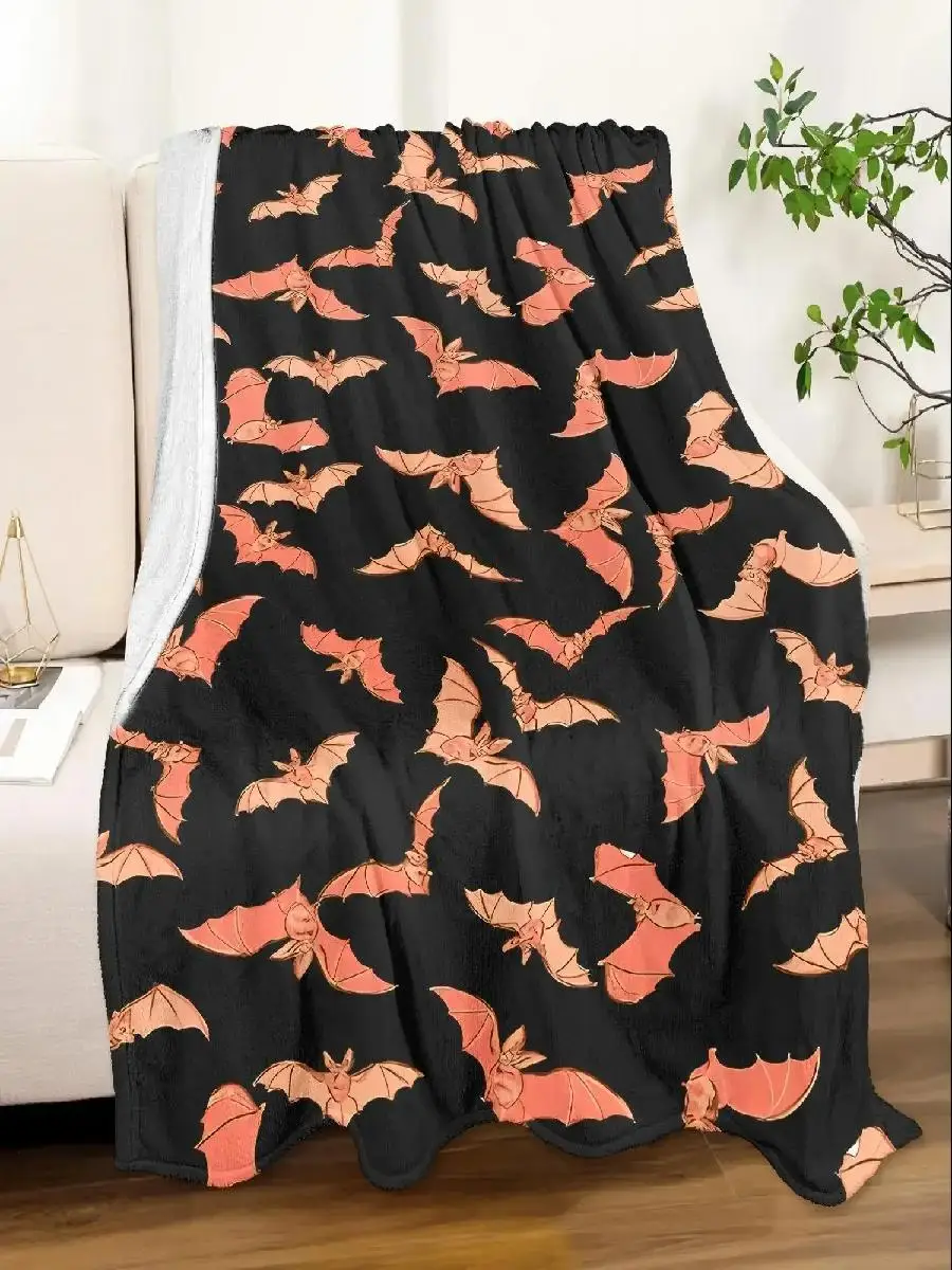 Halloween Theme Throw Blanket  Pink Bats Spooky Arts  Boo Print for Couch Bed Car Home Camping AllSeason Use