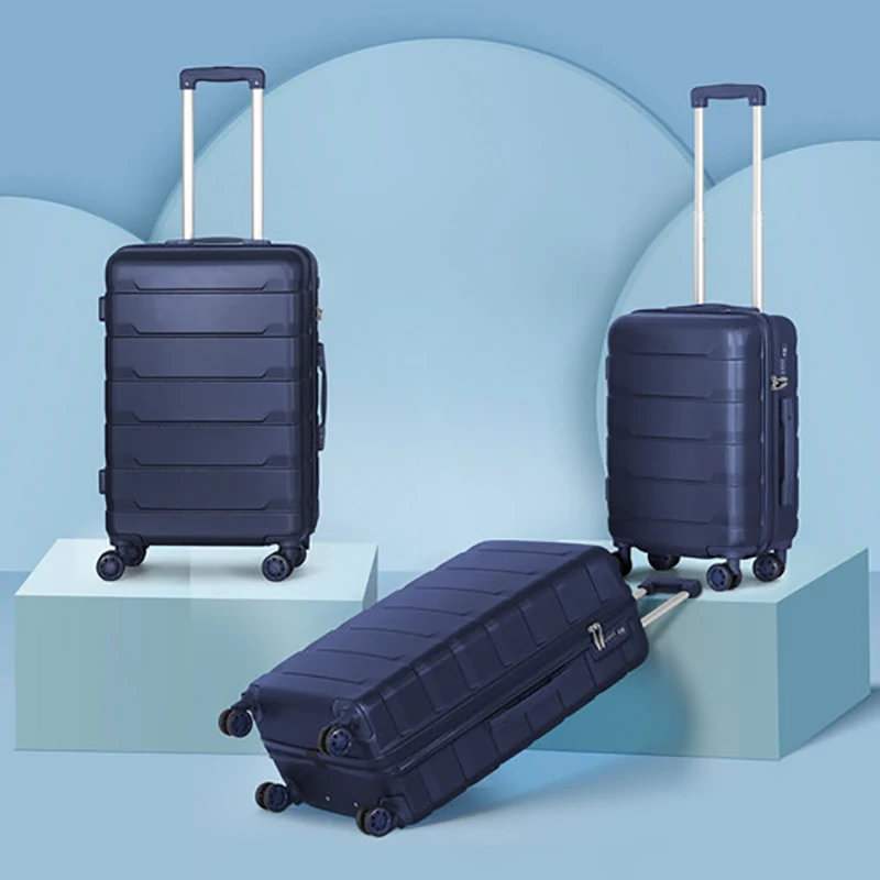 Koper ABS Kapasitas Besar Roda Universal Casing Bagasi Ritsleting Biru Uniseks Valise De Voyage 20 Inci/28 Inci