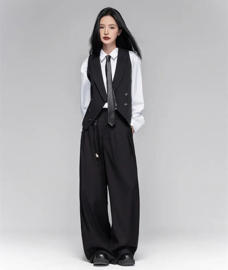 Women's Casual Suits Vest With a Lapel Collar Business Vest British Style High-End Sense Gun Lapel Collar Slim Waistcoat Jacket