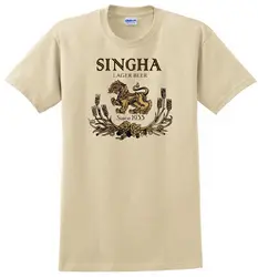 Singha Beer T-shirt.Thailand. Gray,Khaki,White,Yellow. S-XXXL Free Ship to USA long or short sleeves