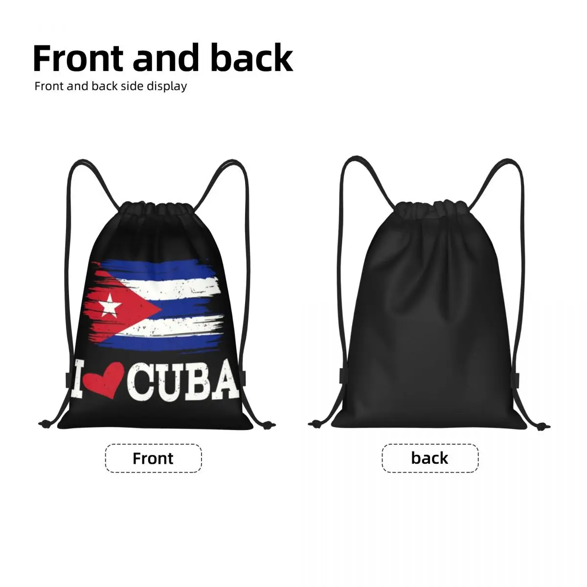 Custom Cuba Cuban Havana Flag Drawstring Backpack Bags Women Men Lightweight I Love Cuba Gym Sports Sackpack Sacks for Yoga