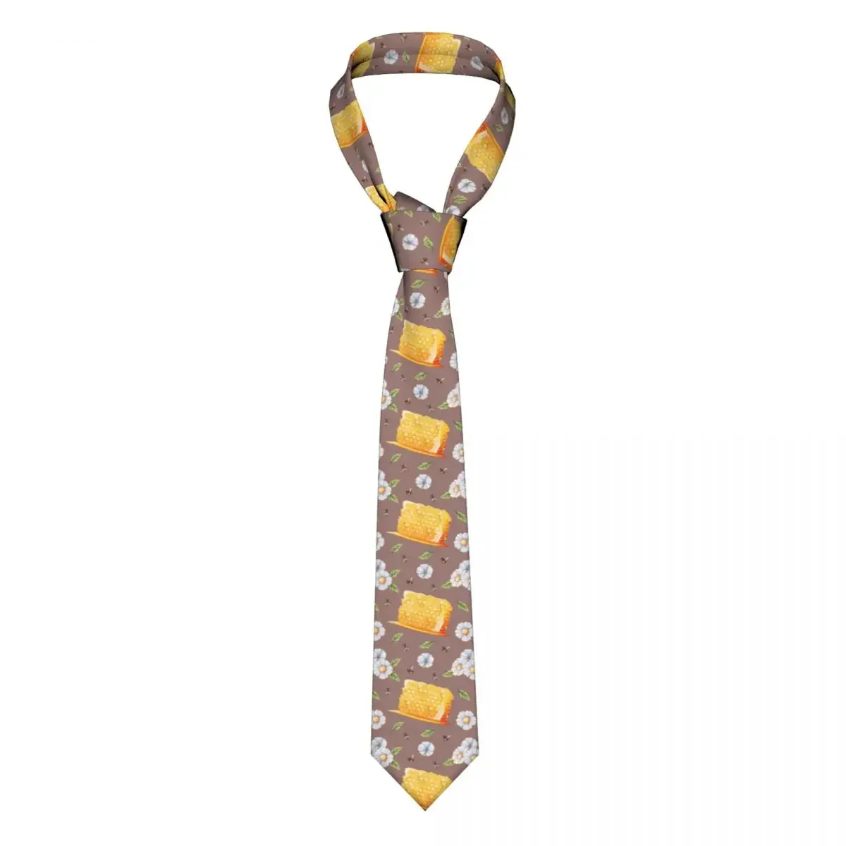 

Mens Tie Slim Skinny Honeycombs Wildflowers And Bees Necktie Fashion Free Style Men Party Wedding