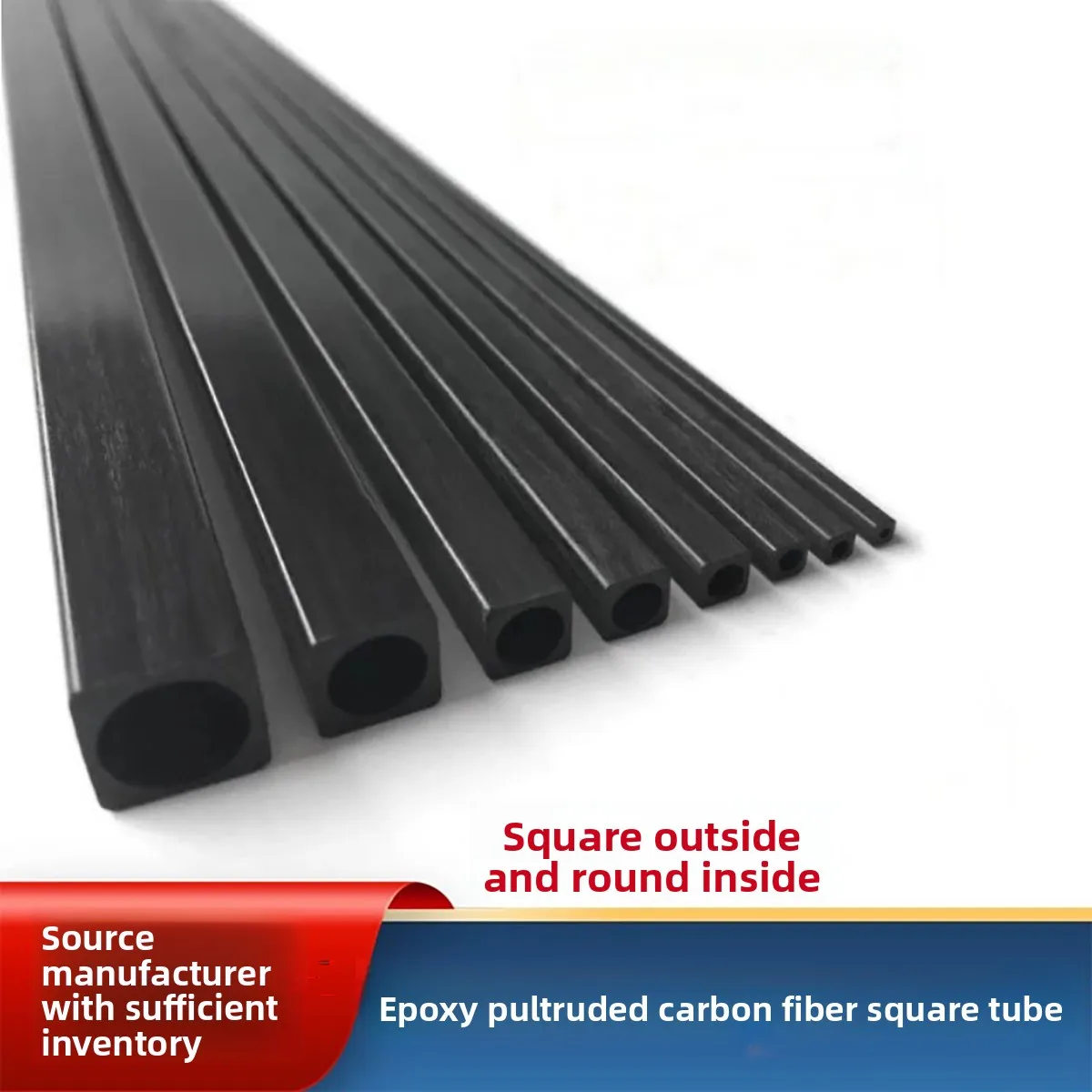 Square Outside Round Inside Hollow Carbon Fiber Tube OD 2-8mm For RC Plane