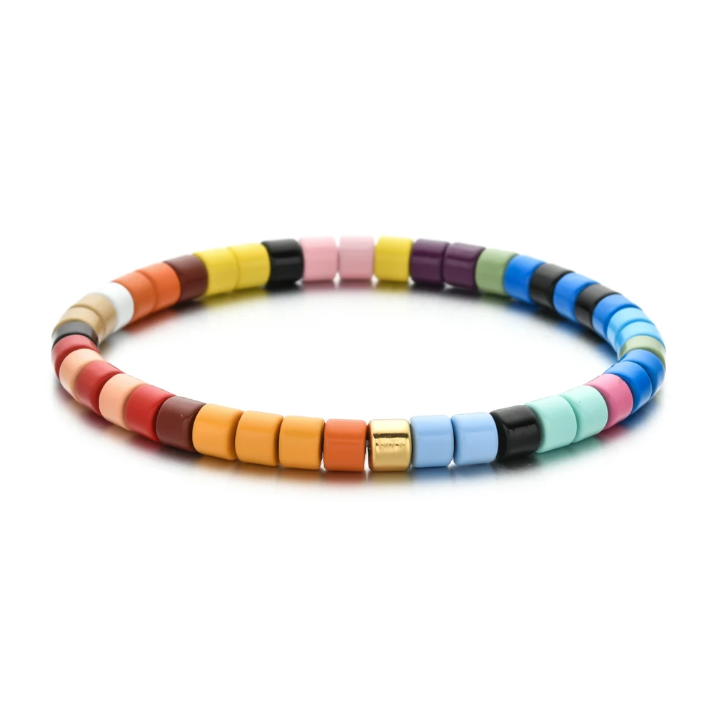 New Trendy Beads Bracelet Girls Tile Bead Bracelet Handmade Jewelry Women New Boho Fashion Stripes Bangles For Women Girls Gift