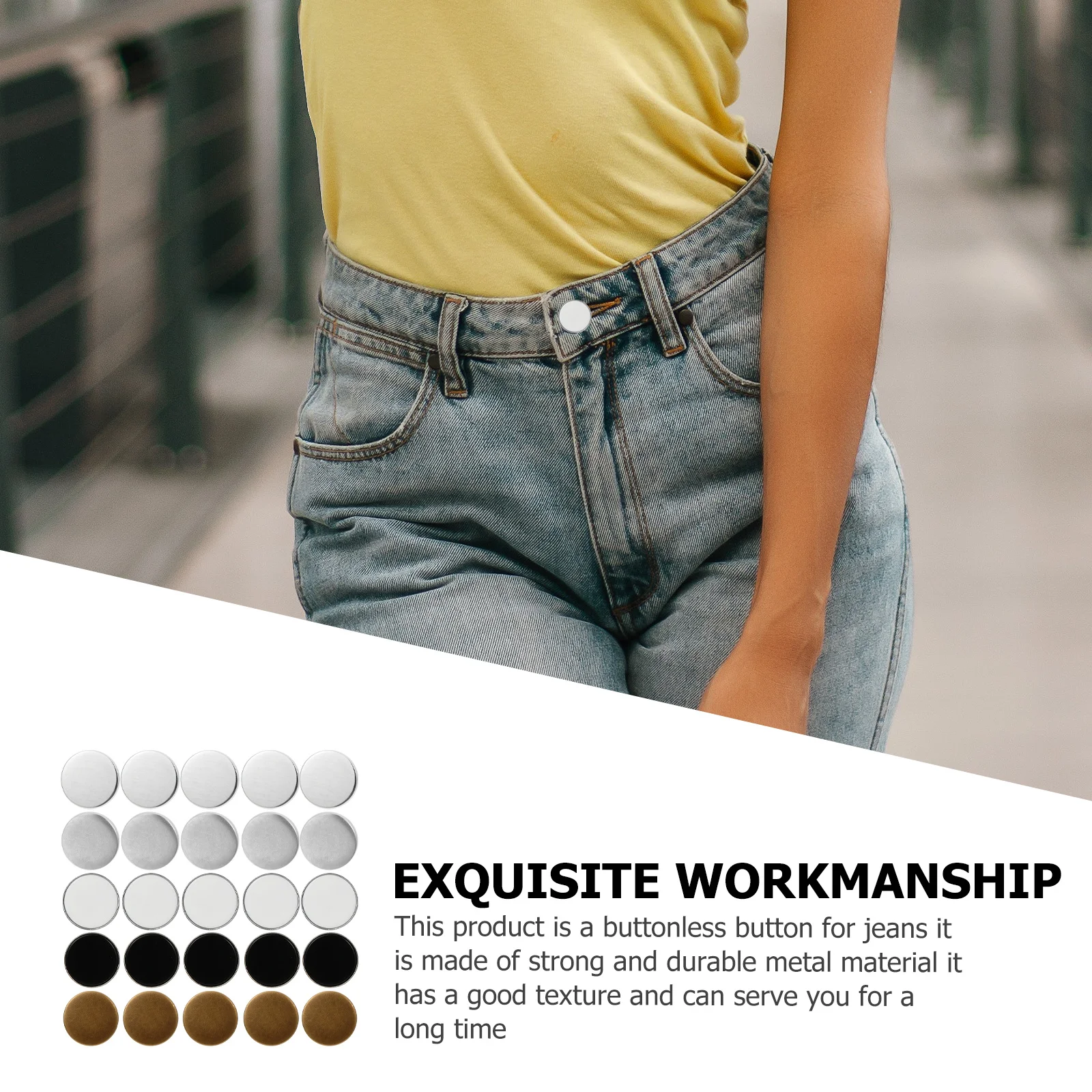 

20Pcs Instant Button Snap Closure for Jeans Adjustable Waist Buckle Reusable Metal Fastener Universal Fit Skirt Pants Collar