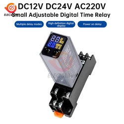 H3Y-2 DC 12V 24V AC 220V Small Adjustable Time Relay LCD Digital Display Cycle Time Control Delay Device With Base