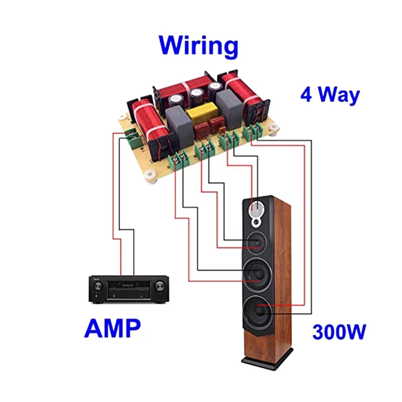 1PCS 4 Way 300W Speaker Frequency Divider Home Theater Hifi Stereo 4Unit Circuit Stereo Audio Crossover Filters