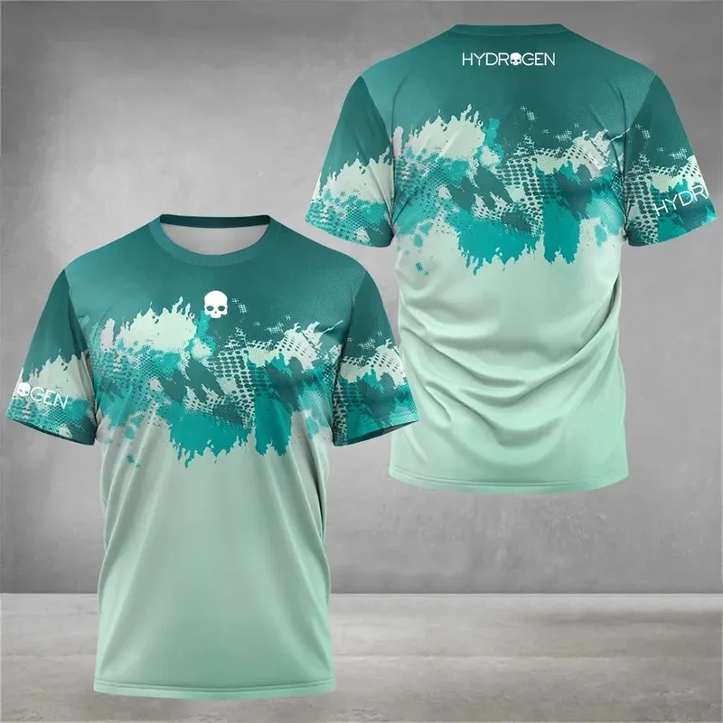 Gradient Splash 3D Printed Skull T Shirt Quick Dry Breathable Unisex Men Women Badminton Running Outdoor Fitness Sports Tees