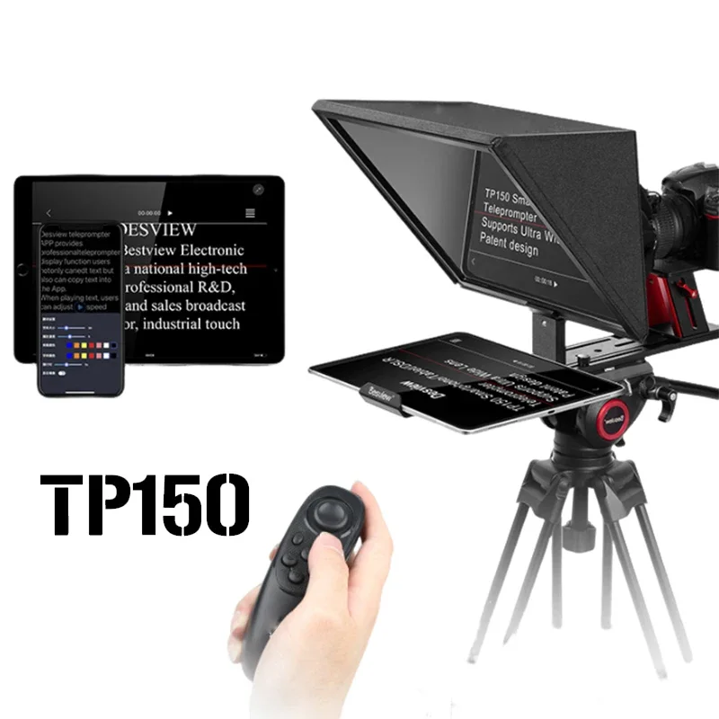 

Portable Smartphone Teleprompter Prompter with Phone and DSLR Holder Remote Control for Video Recording Live Streaming Interview