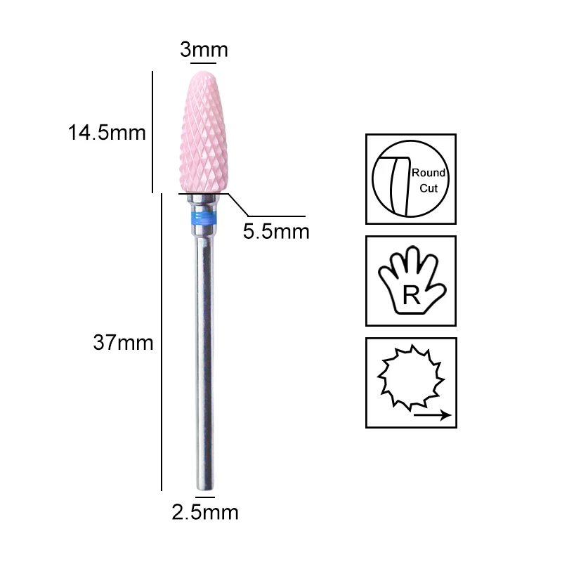 Rosa Keramik Hartmetall Nagel Bohrer Bits Fräser Gel Entferner Elektrische Maschine Polieren Peeling Datei Werkzeuge Maniküre Zubehör – Detail 4