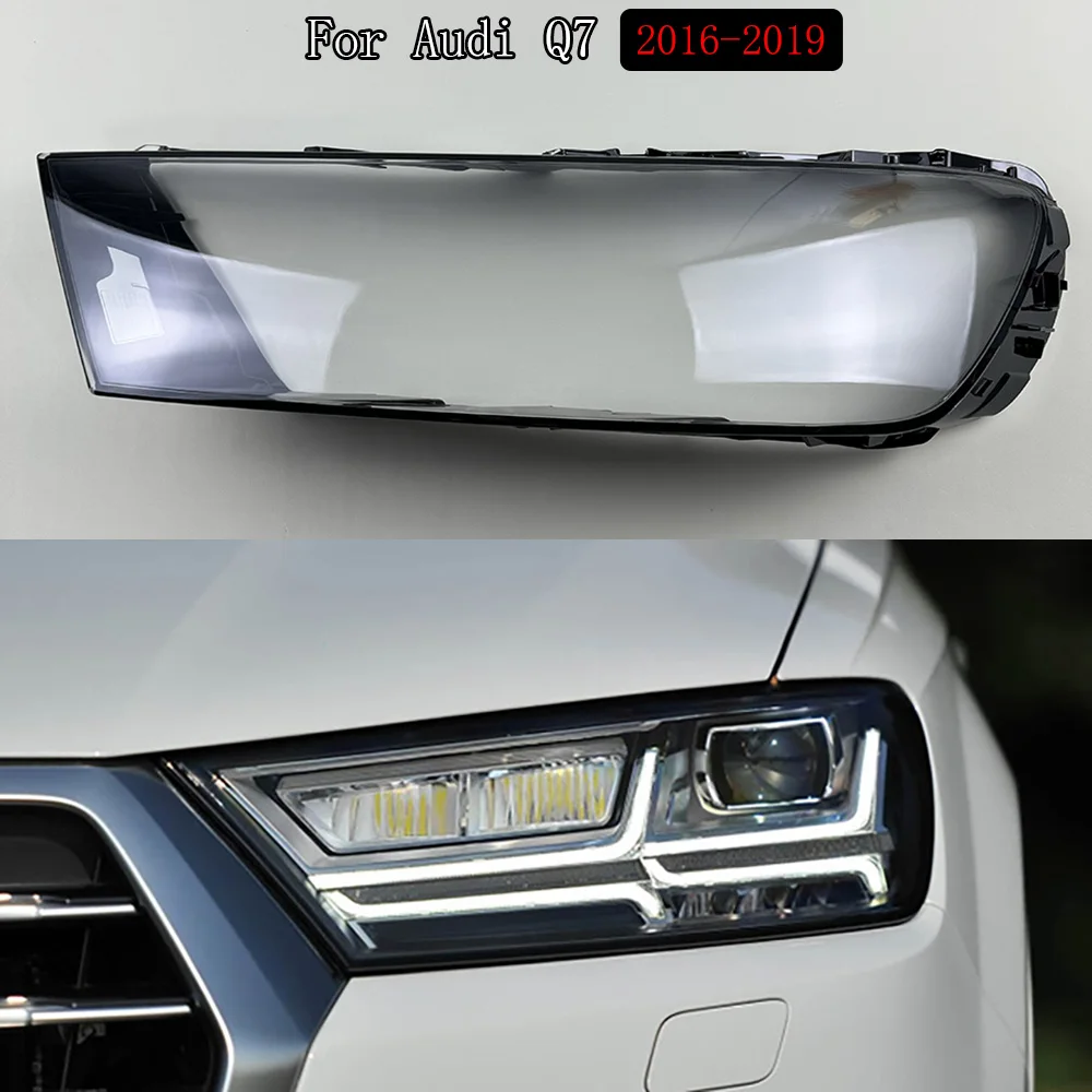 

For Audi Q7 2016 2017 2018 2019 Front Headlamp Cover Transparent PC Lampshade Headlight Shell Lens Plexiglass