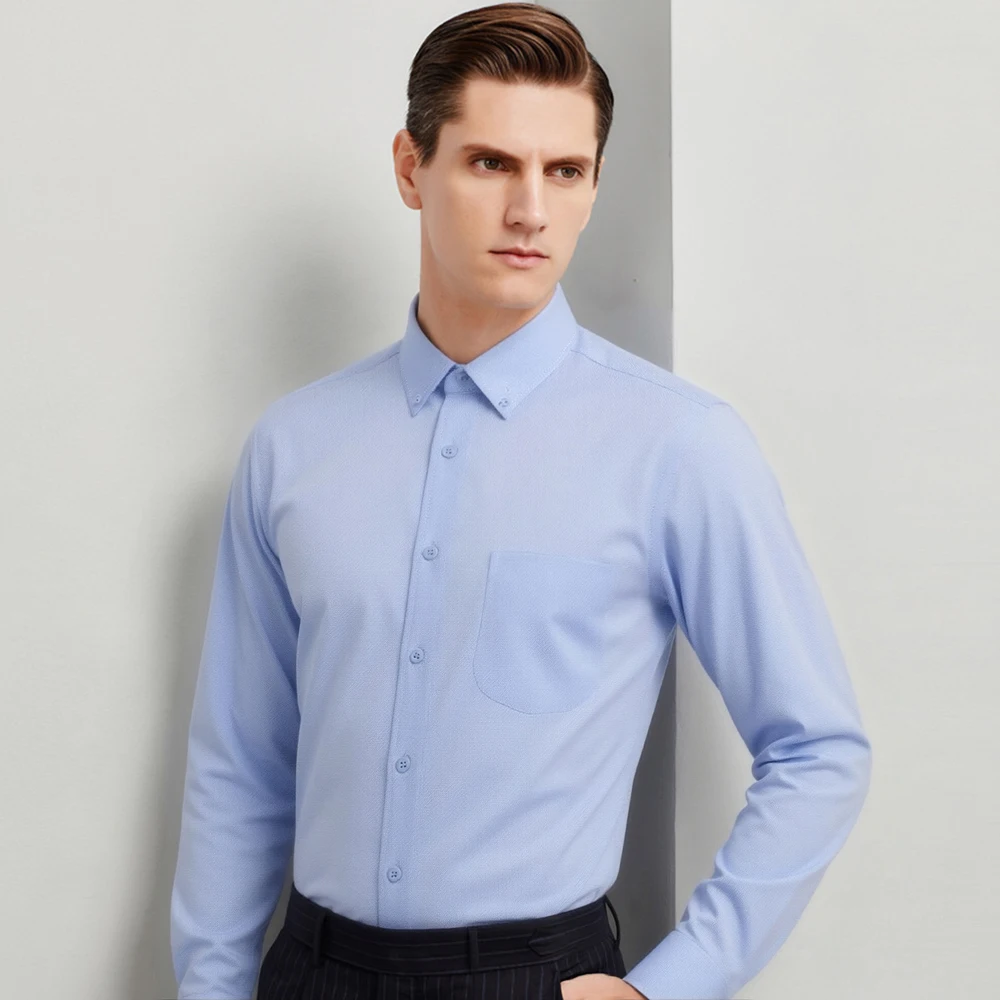 Man Modal Cotton Long Sleeve Casual Button Down Shirt with Pocket, Classic Fit Stylish Menswear Clothing Suitable for Daily Wear